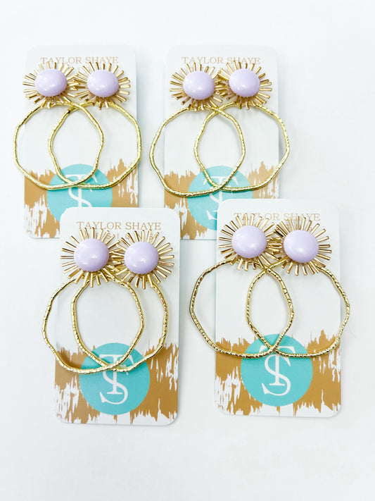 Colorful Sunburst Hoops-Lavender